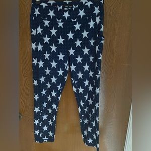 CVG Blue w/white stars L crop legging / matching XL sports bra-no bra inserts